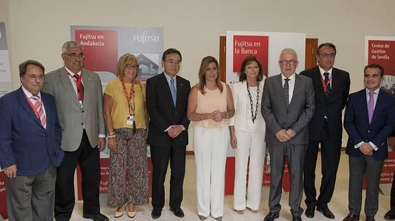 Díaz y Yamamoto, junto a los rectores de UNIA, Sevilla y UMA y Maldonado, Lluch y Herrador. 