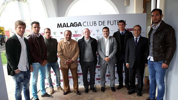 Jugadores y directivos hoy en el almuerzo malaguista. 