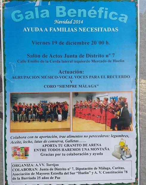 Cartel anunciador de la gala solidaria de hoy. 