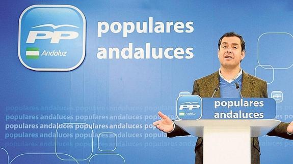 El presidente del PP andaluz hace balance del año en la sede regional de su partido. :: raúl caro. efe