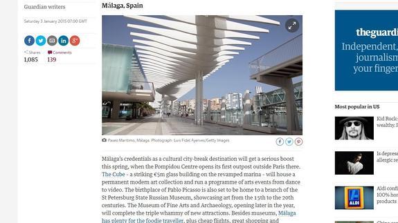 Málaga es el primer destino seleccionado por The Guardian