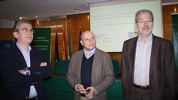 José Miñarro, Fernando Rodríguez de Fonseca y Antoni Gual, en Carlos Haya. 