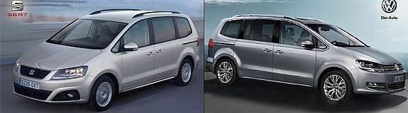 El Seat Alhambra y el Volskwagen Sharan, dos vehículos idénticos.