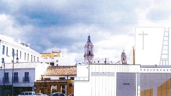 Recreación de la fachada de la casa hermandad, a la derecha del Mesón de la Victoria. 