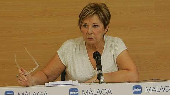 Celia Villalobos, en la rueda de prensa ofrecida esta mañana en Málaga. 