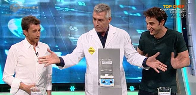 Pablo Motos, Manolo Sarria y Dani Rovira, en un momento del programa