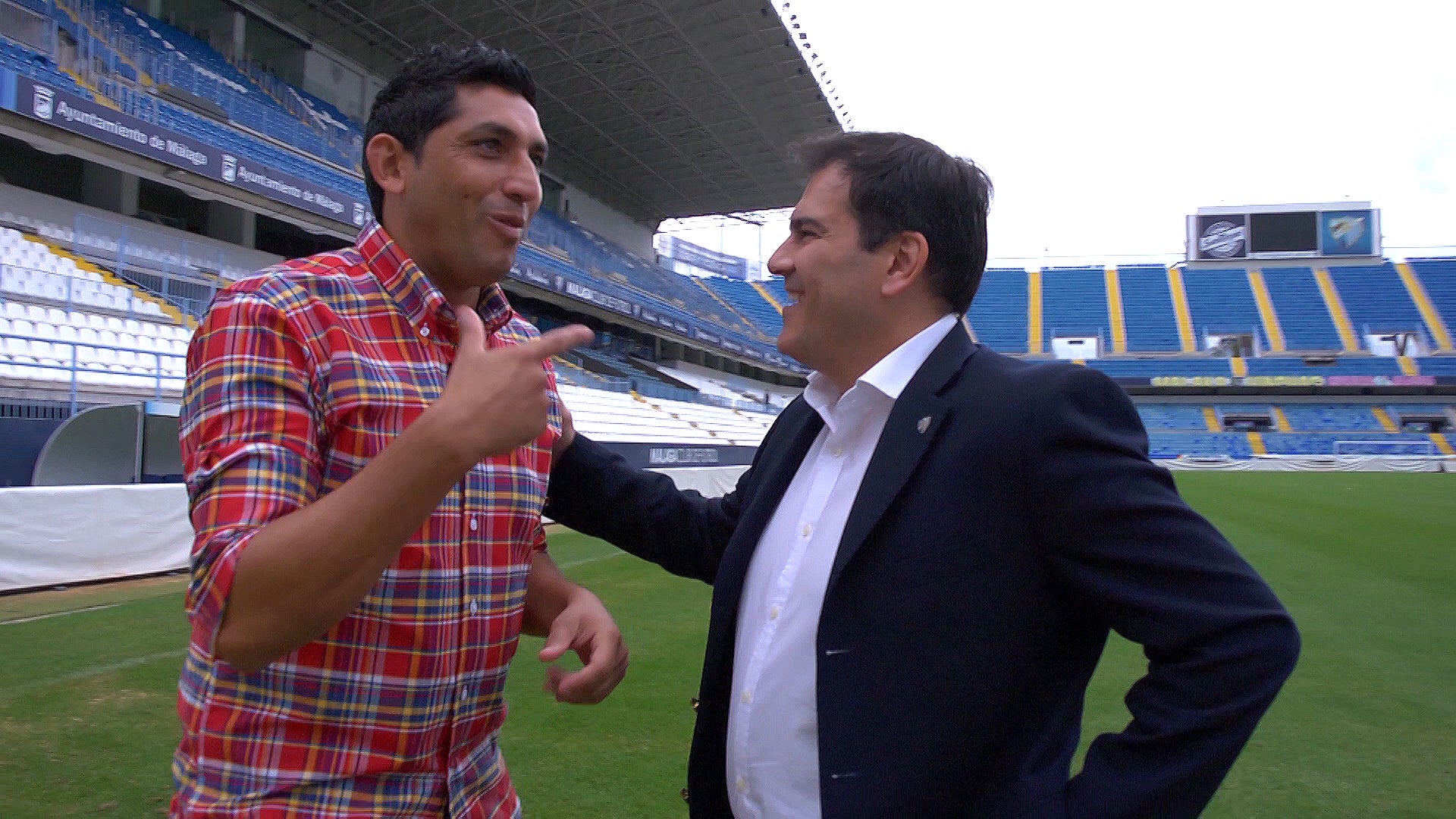 Basti con Vicente Casado en La Rosaleda. 