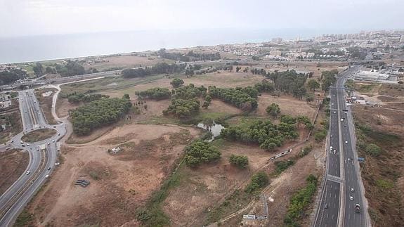 Vista aérea de los suelos del antiguo campamento Benítez, que se convertirá en un parque. 