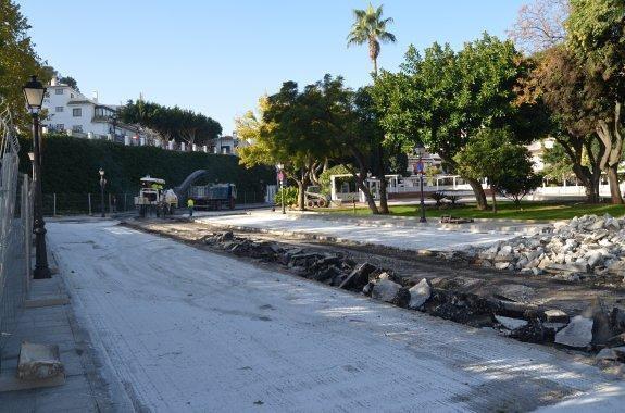 Una imagen de la Plaza Virgen de la Peña, cuyas obras llevan paradas una semana. 