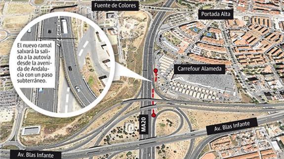 Un nuevo vial mejorará los accesos a Teatinos desde la autovía