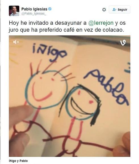 Pablo Iglesias bromea en Twitter con el Cola Cao de Íñigo Errejón