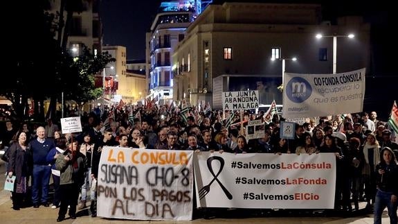 Manifestación por las escuelas de hostelería de Málaga el lunes. 