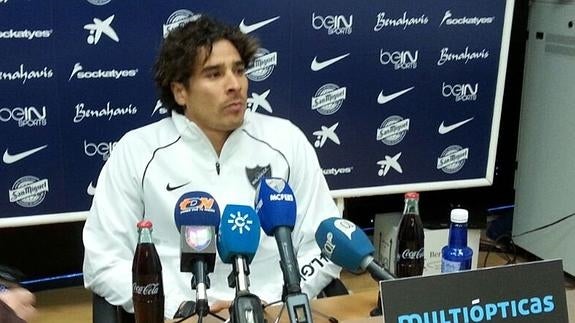 El jugador, durante la rueda de prensa.