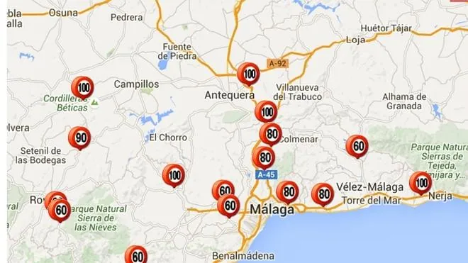 Radares fijos en Málaga