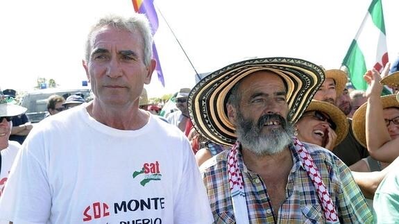 Diego Cañamero, a la izquierda, en una protesta reciente. 