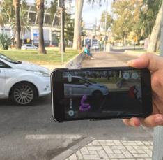 Un pokémon en las inmediaciones del estadio La Rosaleda.