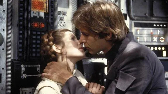 La actriz Carrie Fisher y Harrison Ford. 