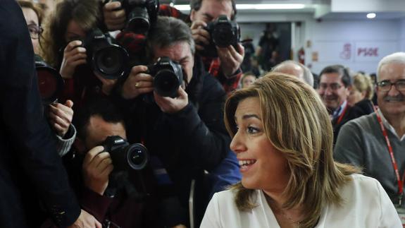 La presidenta andaluza, Susana Díaz, durante la reunión este sábado del Comité Federal del PSOE, en la sede del partido.