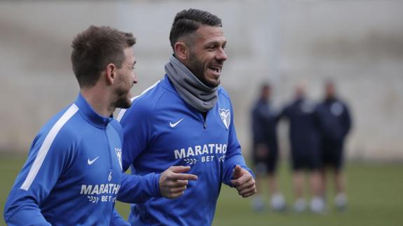 Demichelis, en el entrenamiento de esta misma mañana.