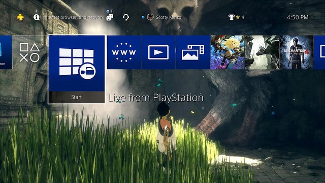 Captura de la nueva actualización de PlayStation 4.