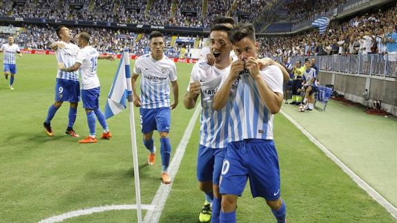 Juanpi celebra el gol marcado ante Osasuna, el primero de la actual Liga.