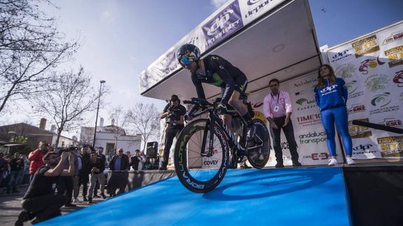 Valverde estuvo a un segundo de ganar la contrarreloj de Lucena, aunque recuperó el liderato de la Ruta del Sol.