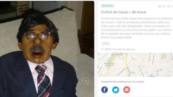 Anuncio del guiñol de Aznar en Wallapop.