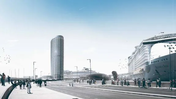 Anteproyecto del estudio de José Seguí para levantar un hotel junto al dique de Levante
