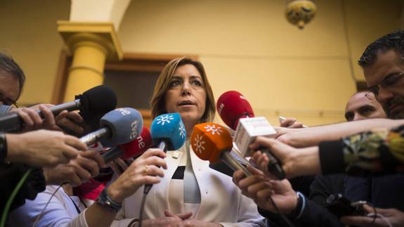 Susana Díaz, ayer en Peñarroya. 