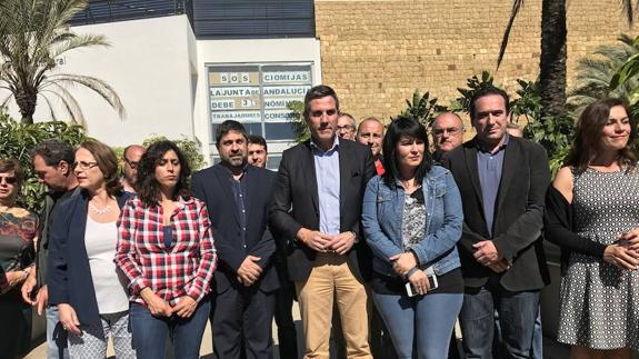 Maldonado y Martínez, en la concentración de los trabajadores el pasado martes. 