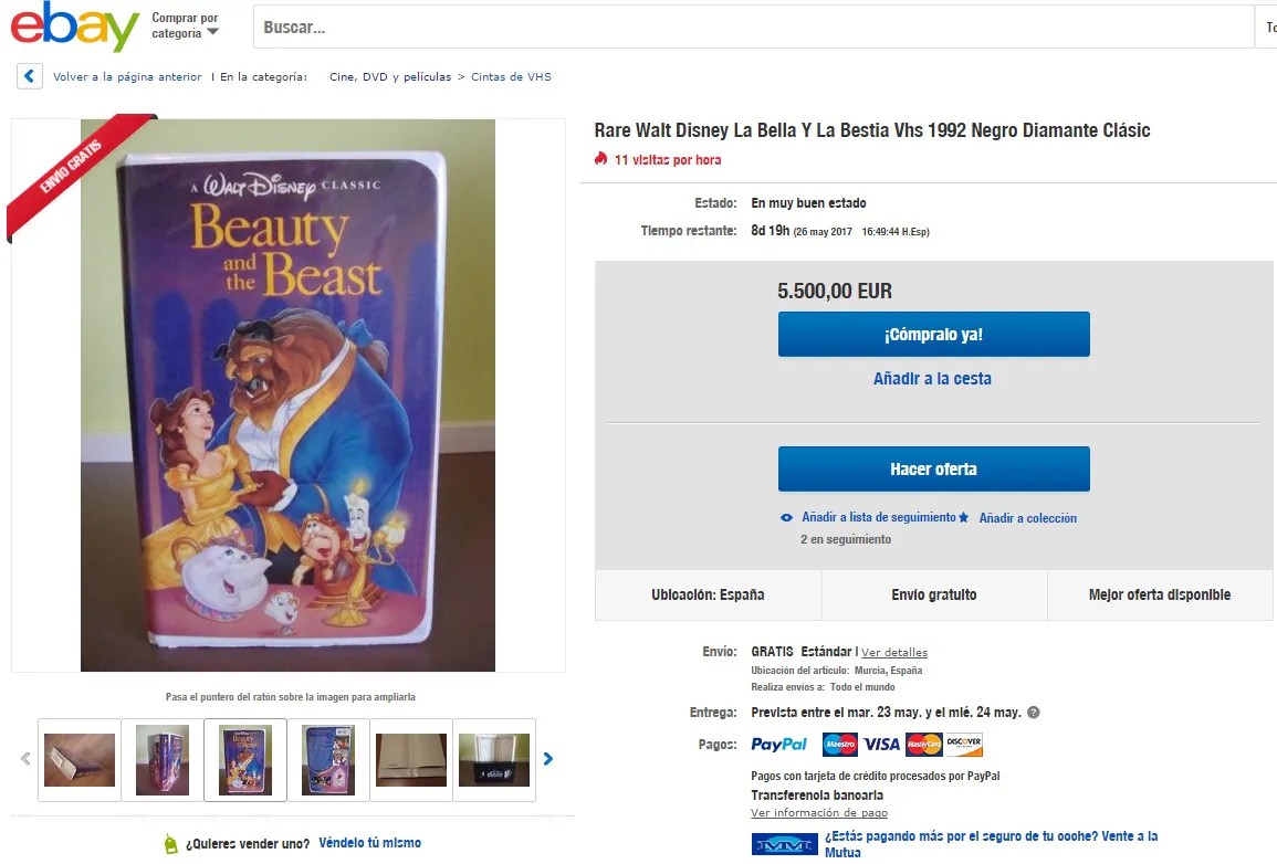 Una de las cintas VHS a la venta en el portal eBay.