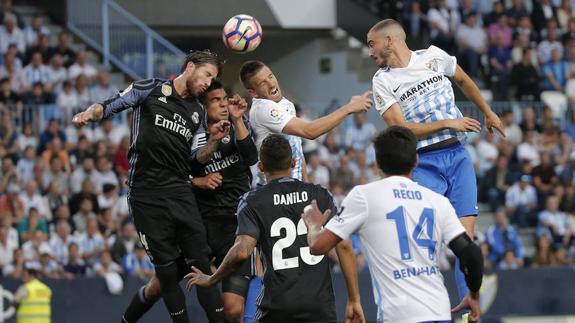 Sergio Rasmos, Varane, Camacho, Danilo, Recio y Mikel, el domingo.