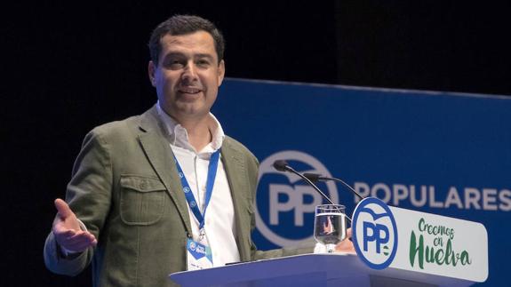 Juanma Moreno, durante su intervención en Islantilla.