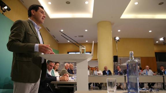 Moreno, ayer, en la clausura del Foro Andaluz por el Agua organizado por su partido.