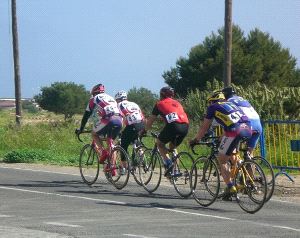 CARRERA. Un grupo de ciclistas durante la prueba disputada en los Pinares de Rostrogordo. / SUR