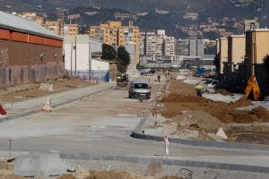 Estado de la obra del bulevar en el día de ayer. :: SUR