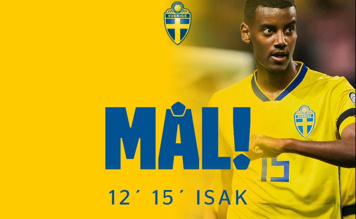 Isak ha marcado dos goles con Suecia. 