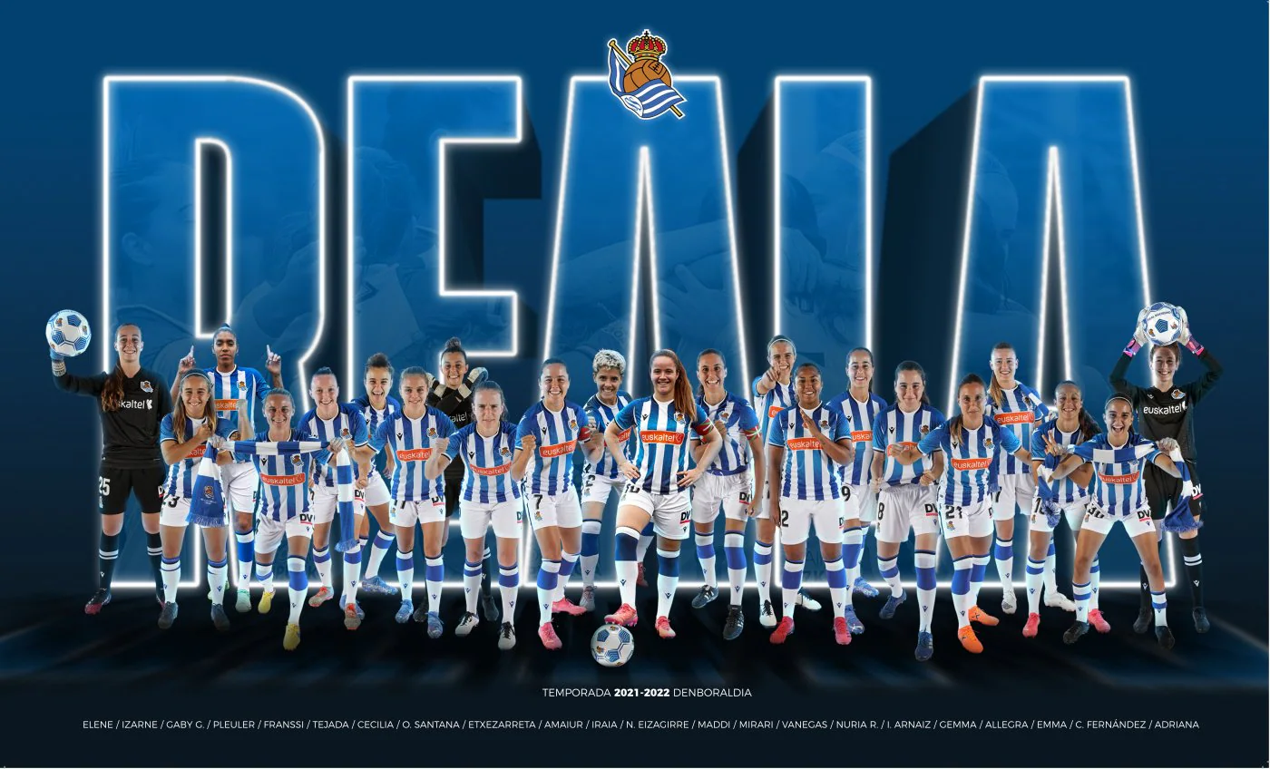 El póster de la Real presentado ayer, en el que salen todas las jugadoras.