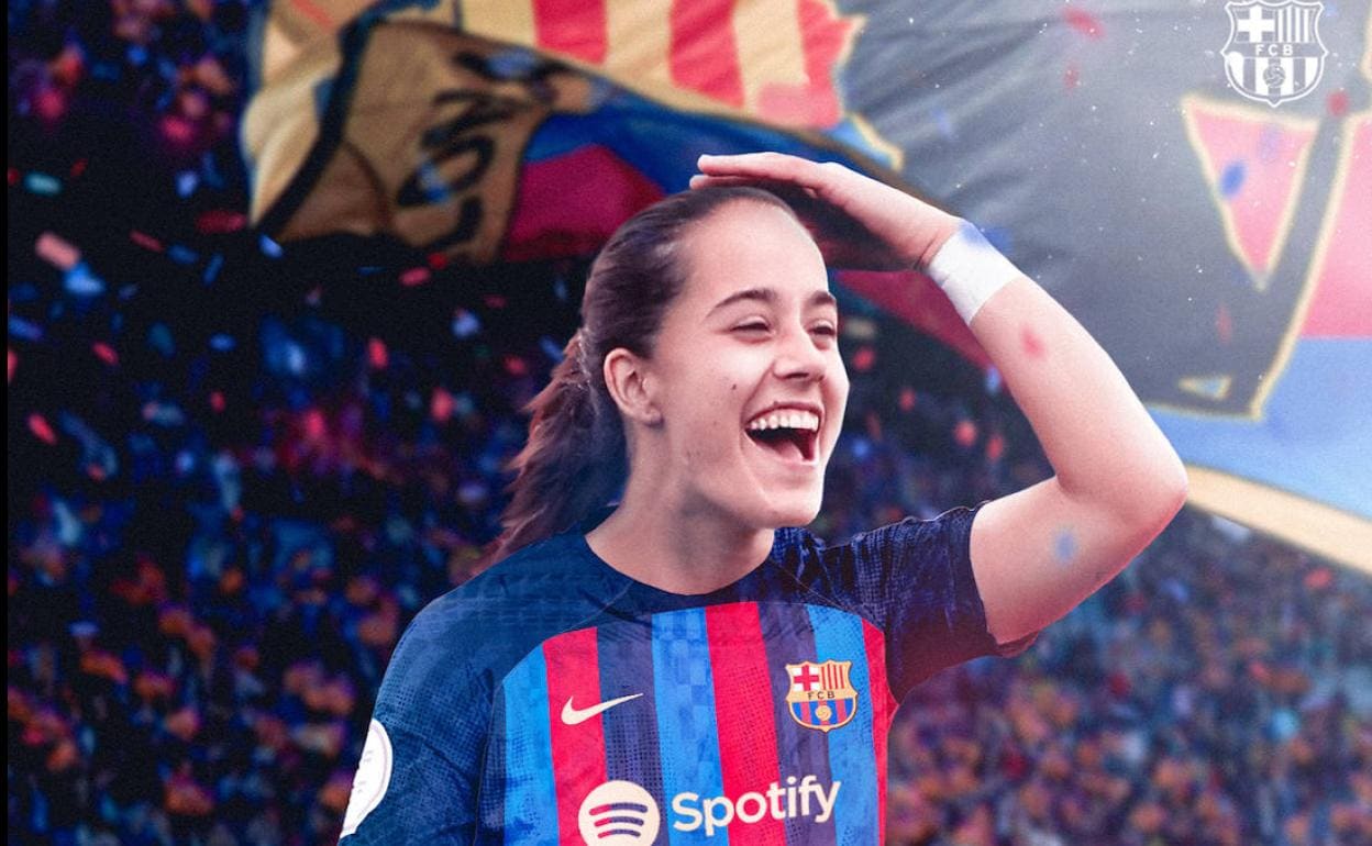 Nuria Rábano con la camiseta del Barcelona.