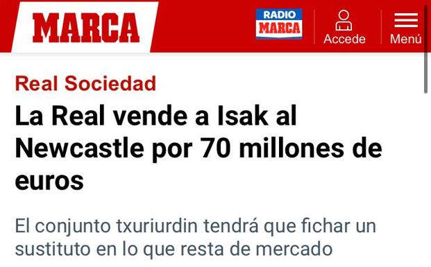 Imagen principal - Real Sociedad: Locura con la venta de Isak: La exclusiva de DV da la vuelta al mundo