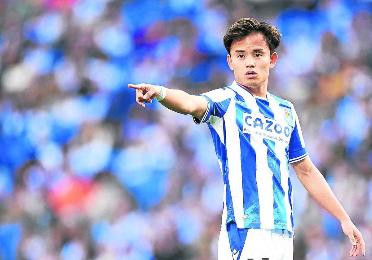Take Kubo, durante el partido del sábado pasado en el Reale Arena ante el Getafe.