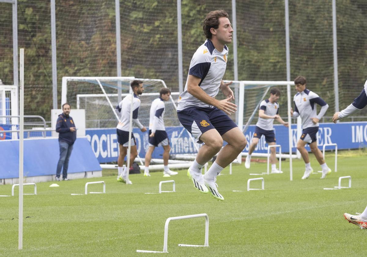 Álvaro Odriozola, en el entrenamiento de este domingo.