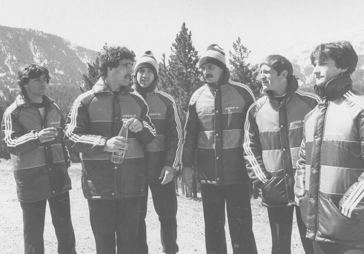 López Ufarte, Zamora, Arconada, Satrústegui, Alonso y Uralde, en la concentración de la selección en Sierra Nevada.