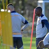 Traoré, con la mirada fija, en el transcurso de un entrenamiento en Zubieta.