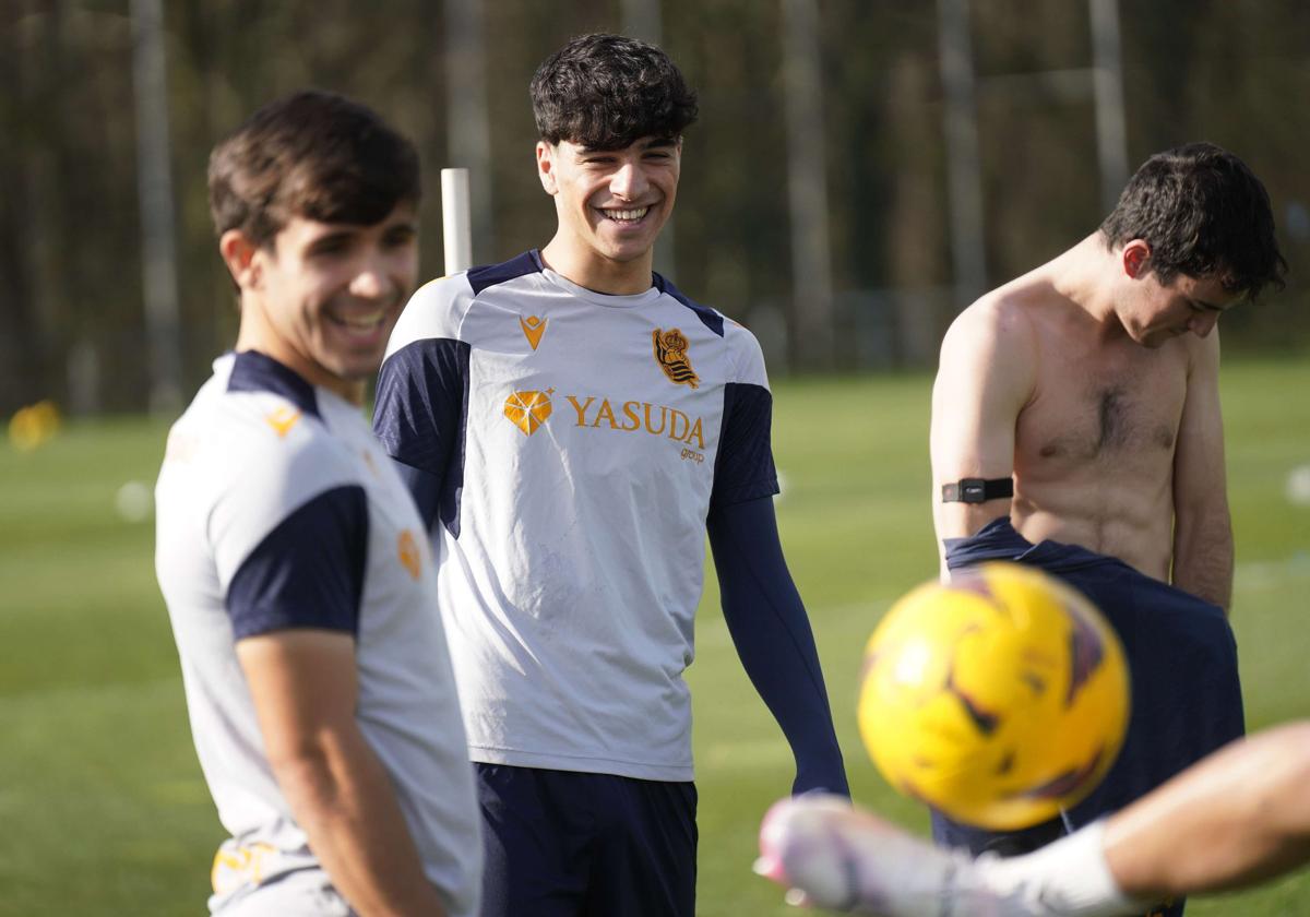 Jon Martín, en un entrenamiento de la Real en Zubieta este enero.