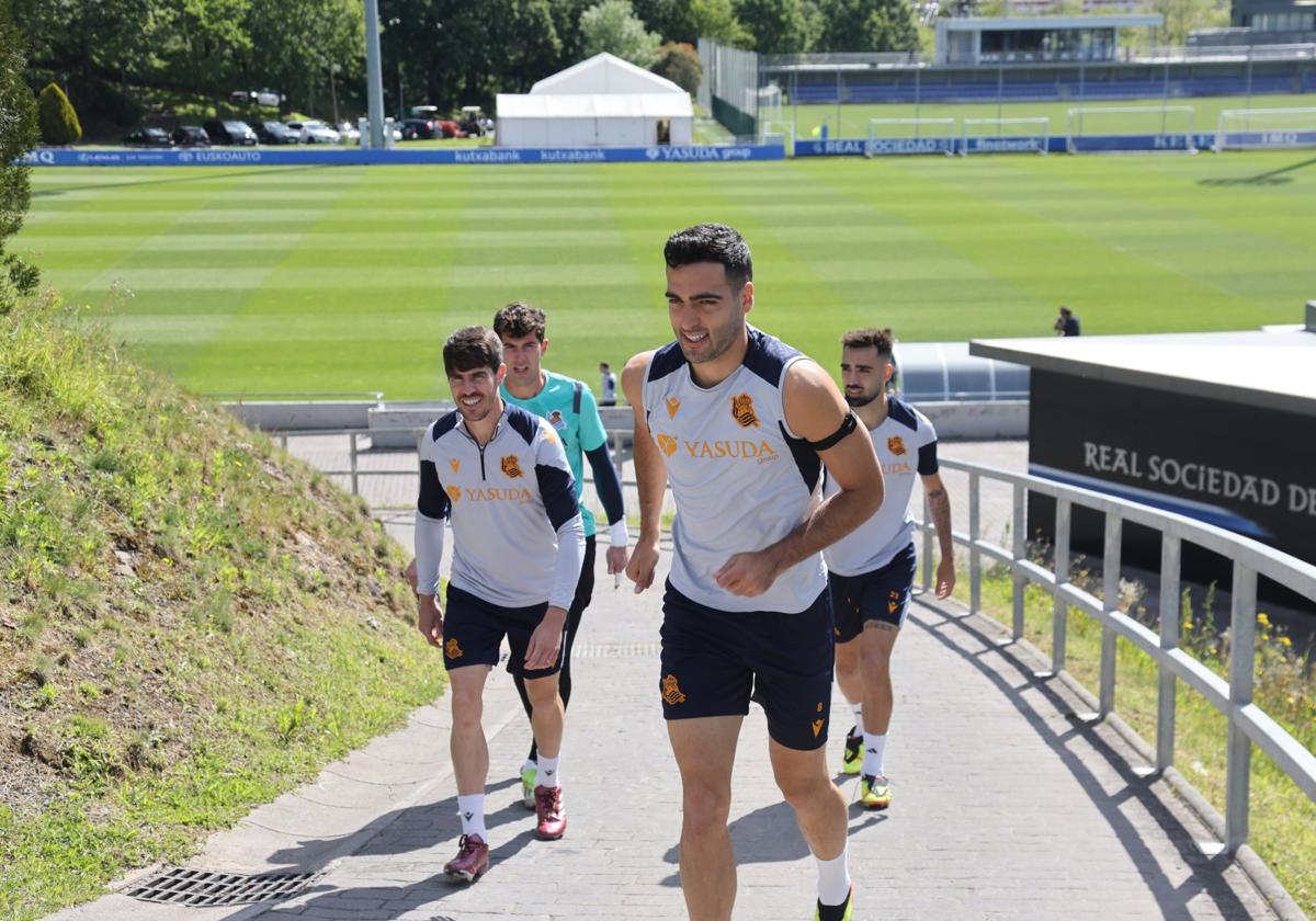 Aritz, Marrero, Merino y Brais, este viernes en Zubieta.