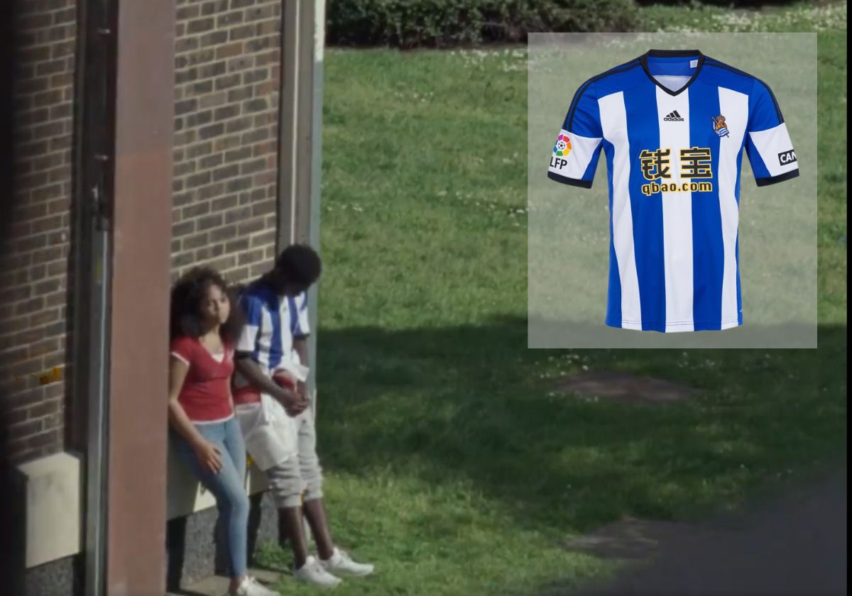 Momento en el que aparece la camiseta de la Real Sociedad en el vídeo de Adidas.