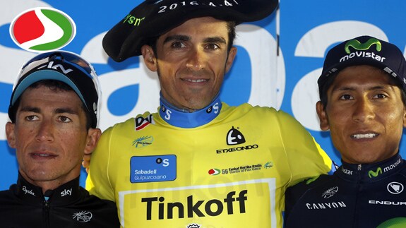 Henao, Contador y Quintana, en el podio de la Vuelta al País Vasco. 