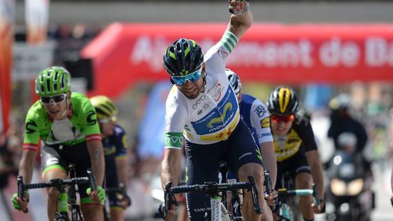 Valverde celebra su triunfo de etapa en la última etapa de la Volta a Cataluña. 