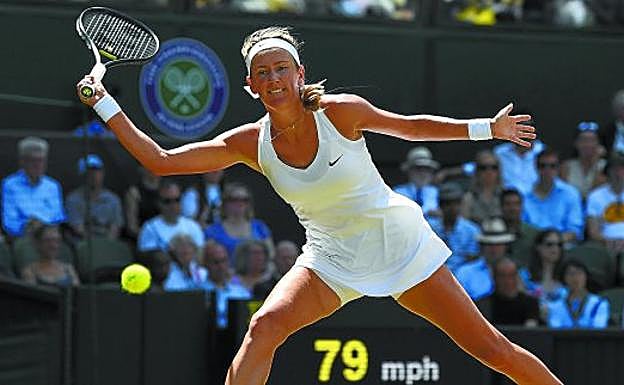 Azarenka, durante un partido en el torneo de Wimbledon disputado en julio. 